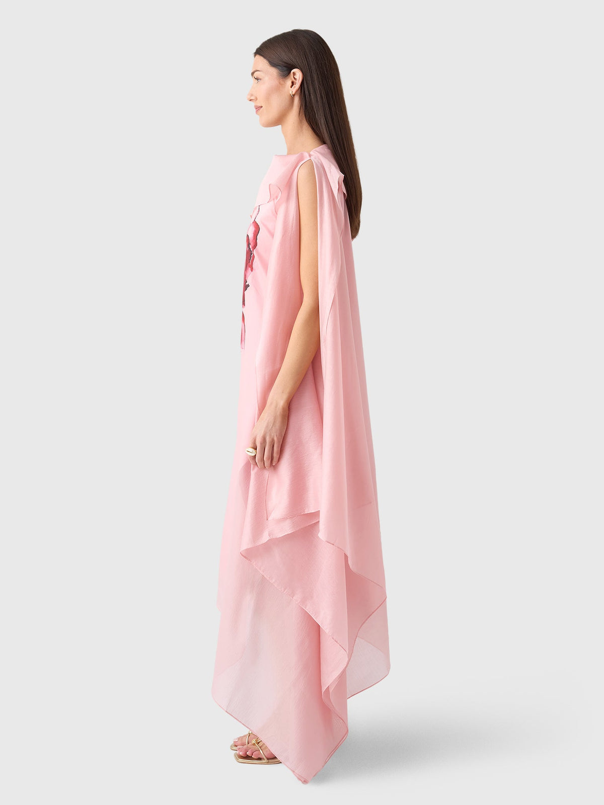 Marques Almeida Women's Watercolor Flower Scarf Drape Midi Dress