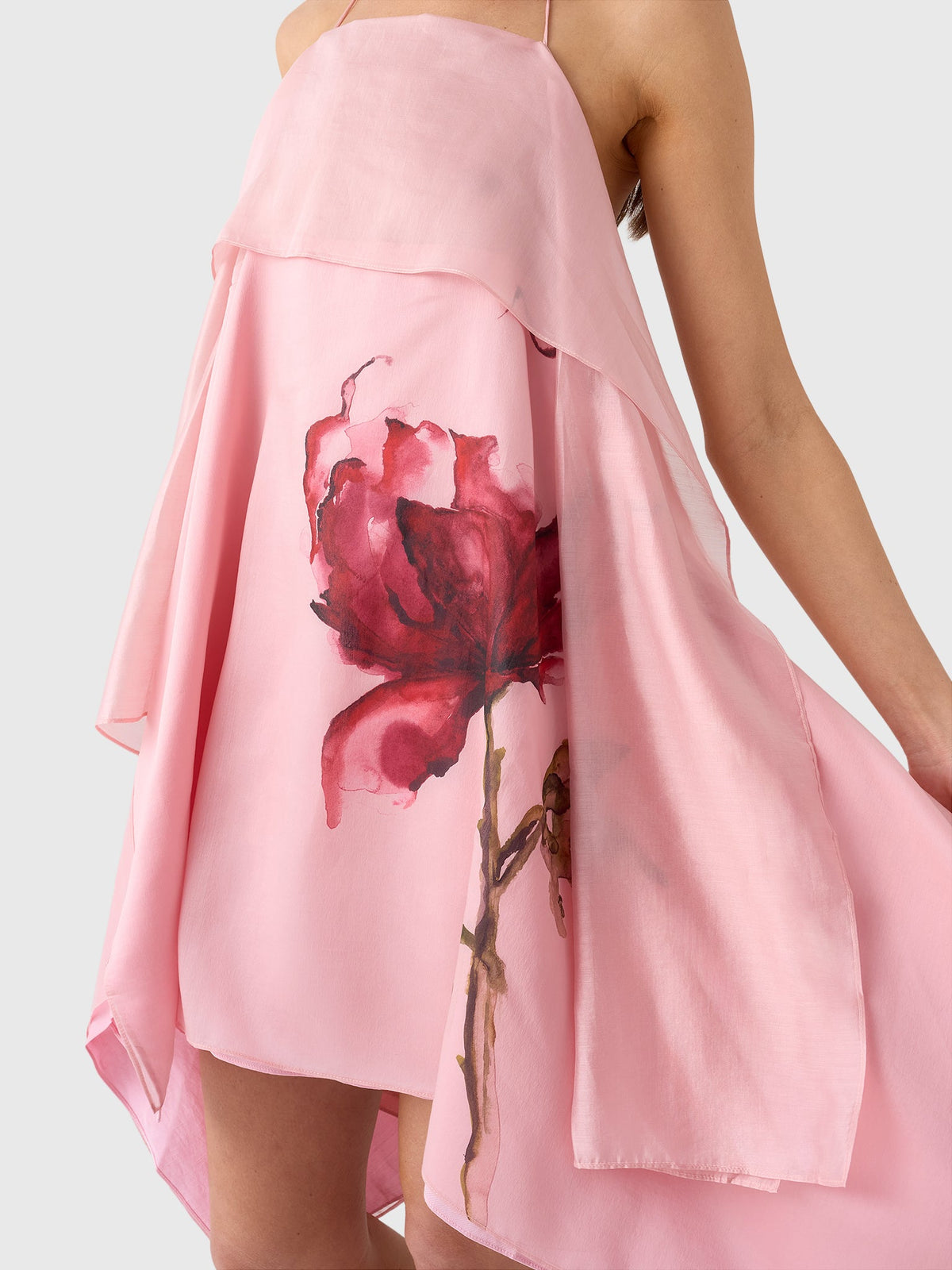 Marques Almeida Women's Watercolor Flower Scarf Mini Dress