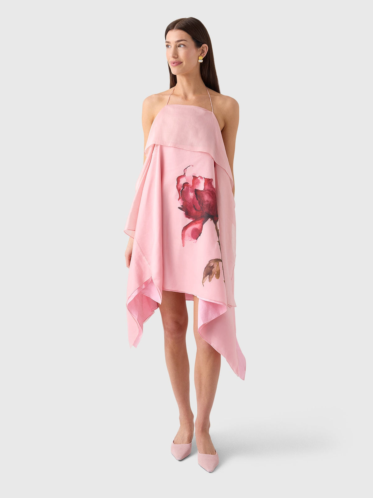 Marques Almeida Women's Watercolor Flower Scarf Mini Dress