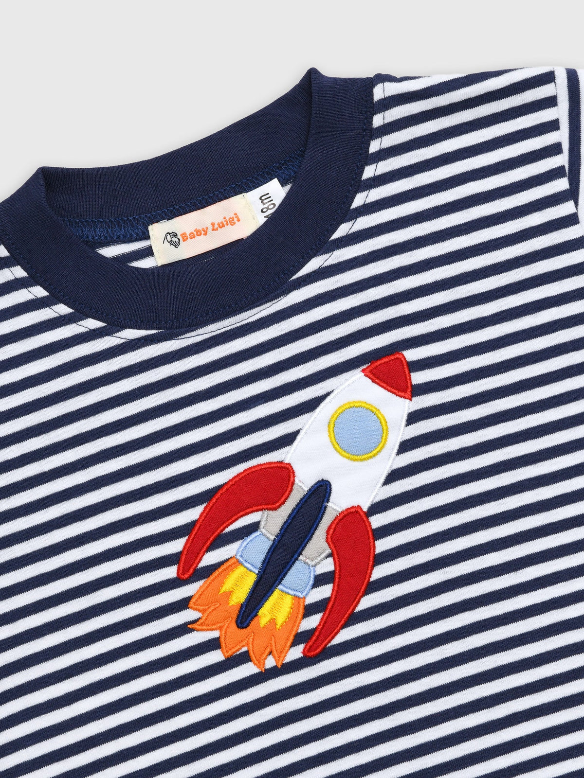Luigi Boys' Rocketship Stripe Long Sleeve T-Shirt