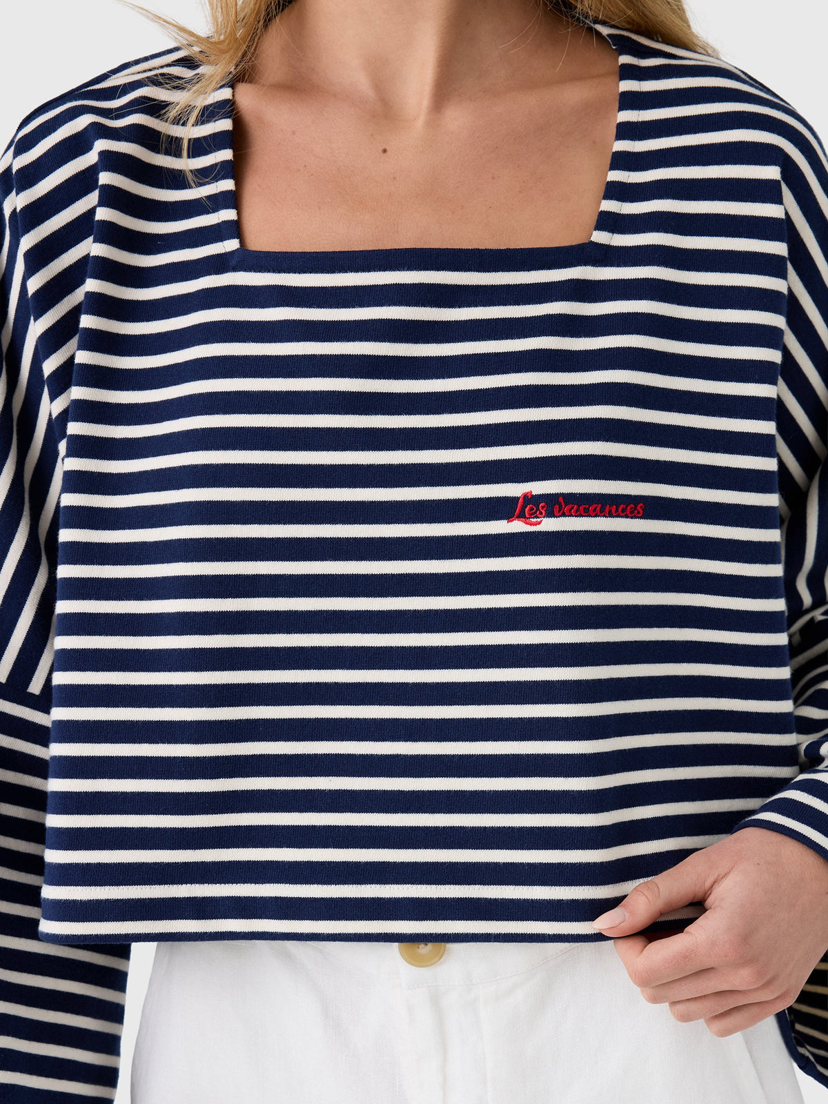 Les Vacances d'Irina Women's Embroidered Mariniére Crop Top