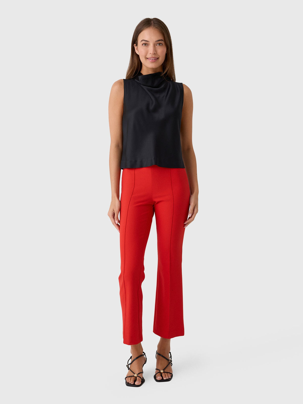 Vince Women's Satin Cropped Cowl-Neck Top