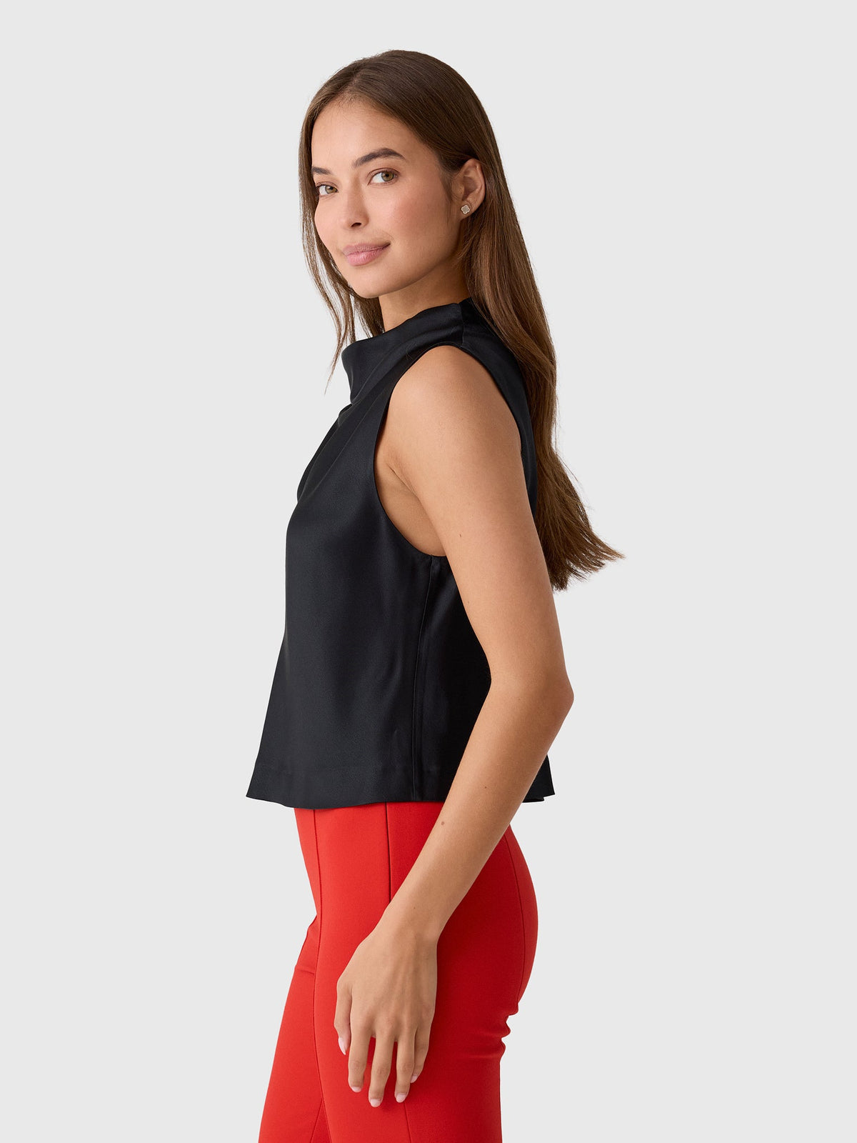 Vince Women's Satin Cropped Cowl-Neck Top