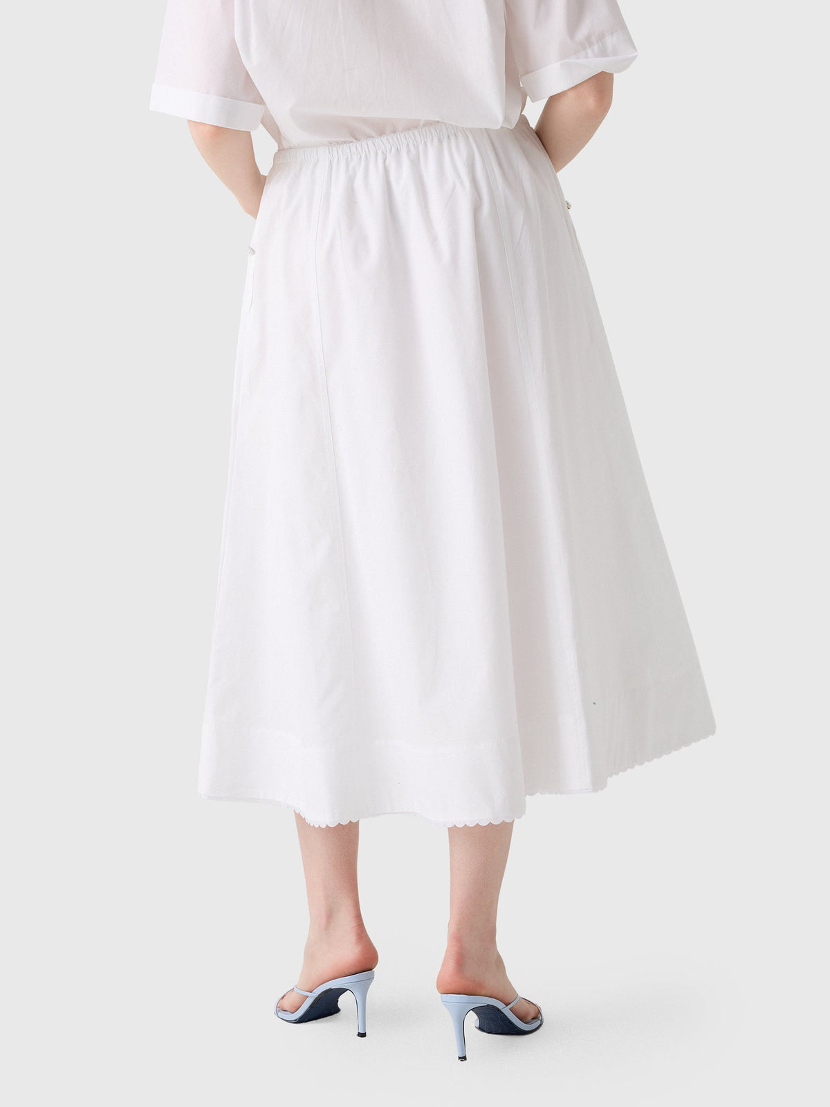 Vince Women's Scallop-Detail Cotton Midi Skirt