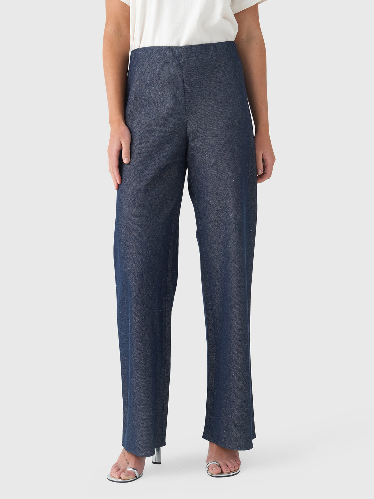 Vince Women's Colette High-Rise Cotton-Linen Chambray Bias Pant