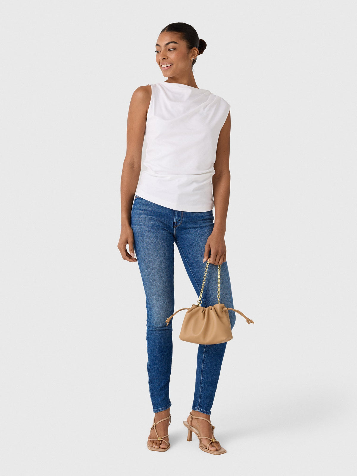Vince Women's Pima Cotton Draped Sleeveless Top