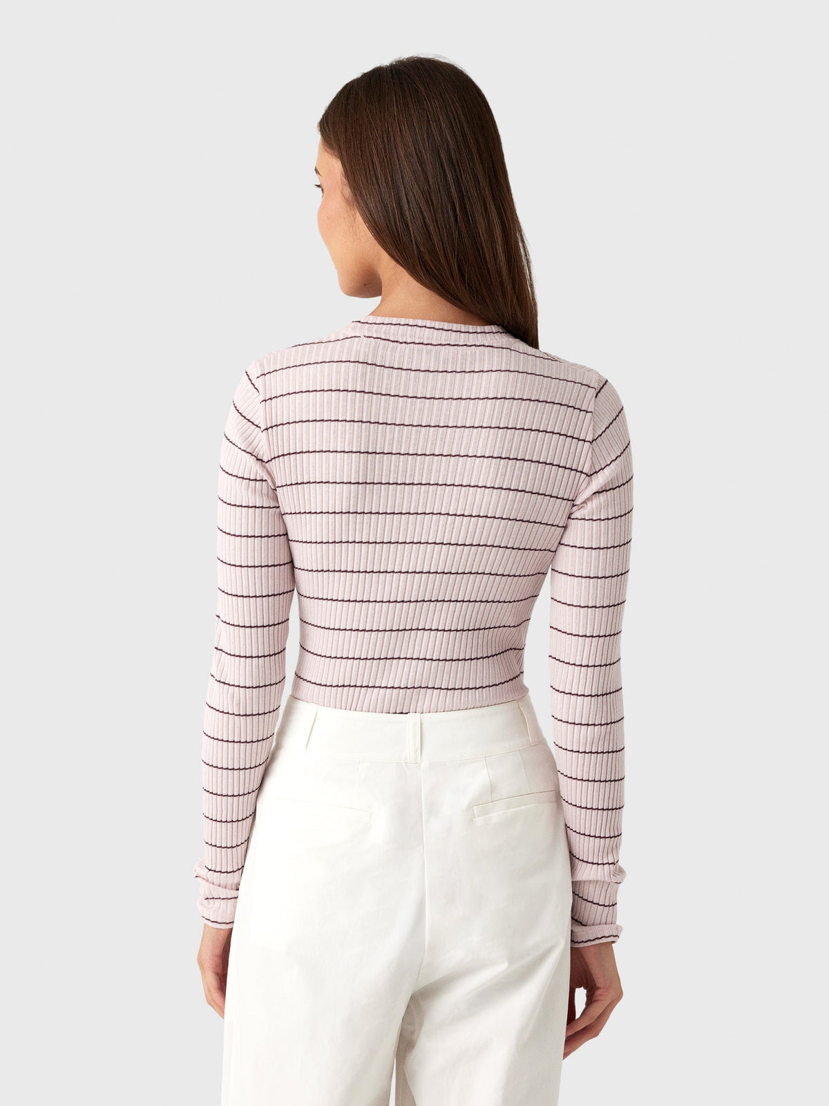 Vince Women's Striped Ribbed Cotton Long-Sleeve T-Shirt