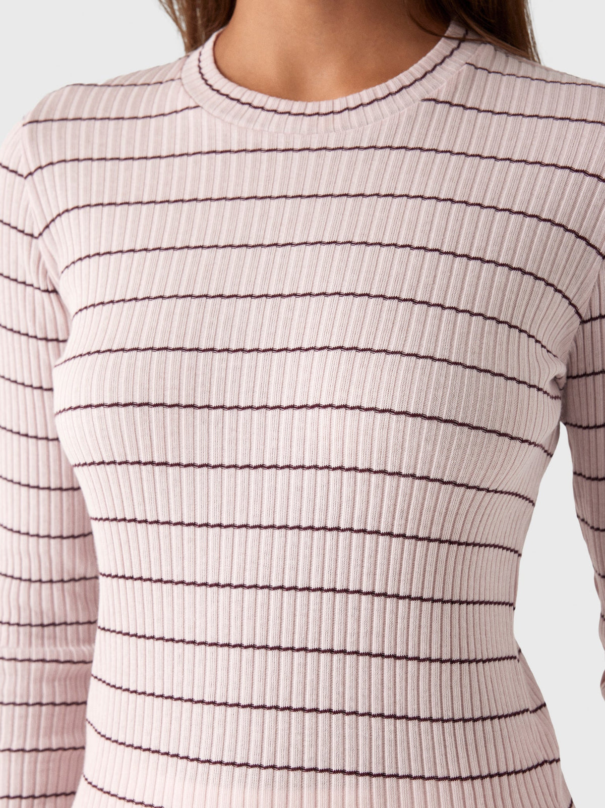 Vince Women's Striped Ribbed Cotton Long-Sleeve T-Shirt