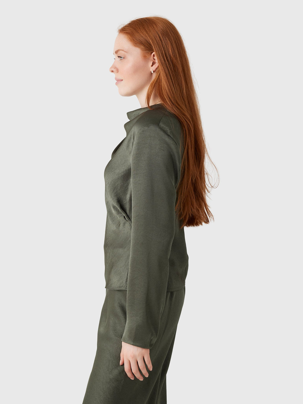 Vince Women's Satin Draped Cowl-Neck Long-Sleeve Top
