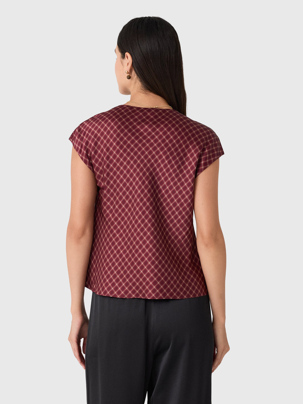 Vince Women's Ombré Plaid Silk Satin Cowl-Neck Blouse