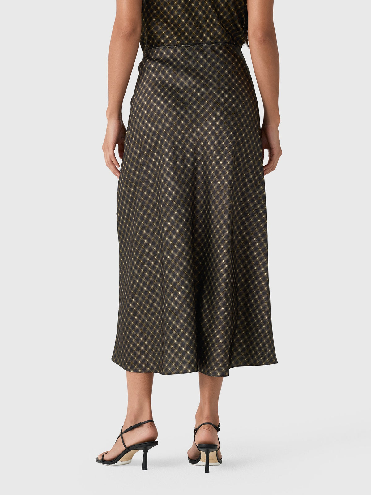 Vince Women's Ombré Plaid Lingerie-Trim Satin Slip Skirt