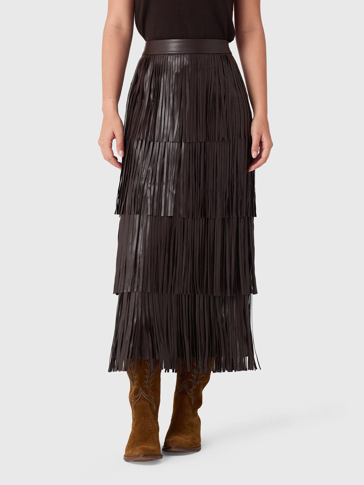 Simon Miller Women's Za Za Vegan Leather Fringe Skirt