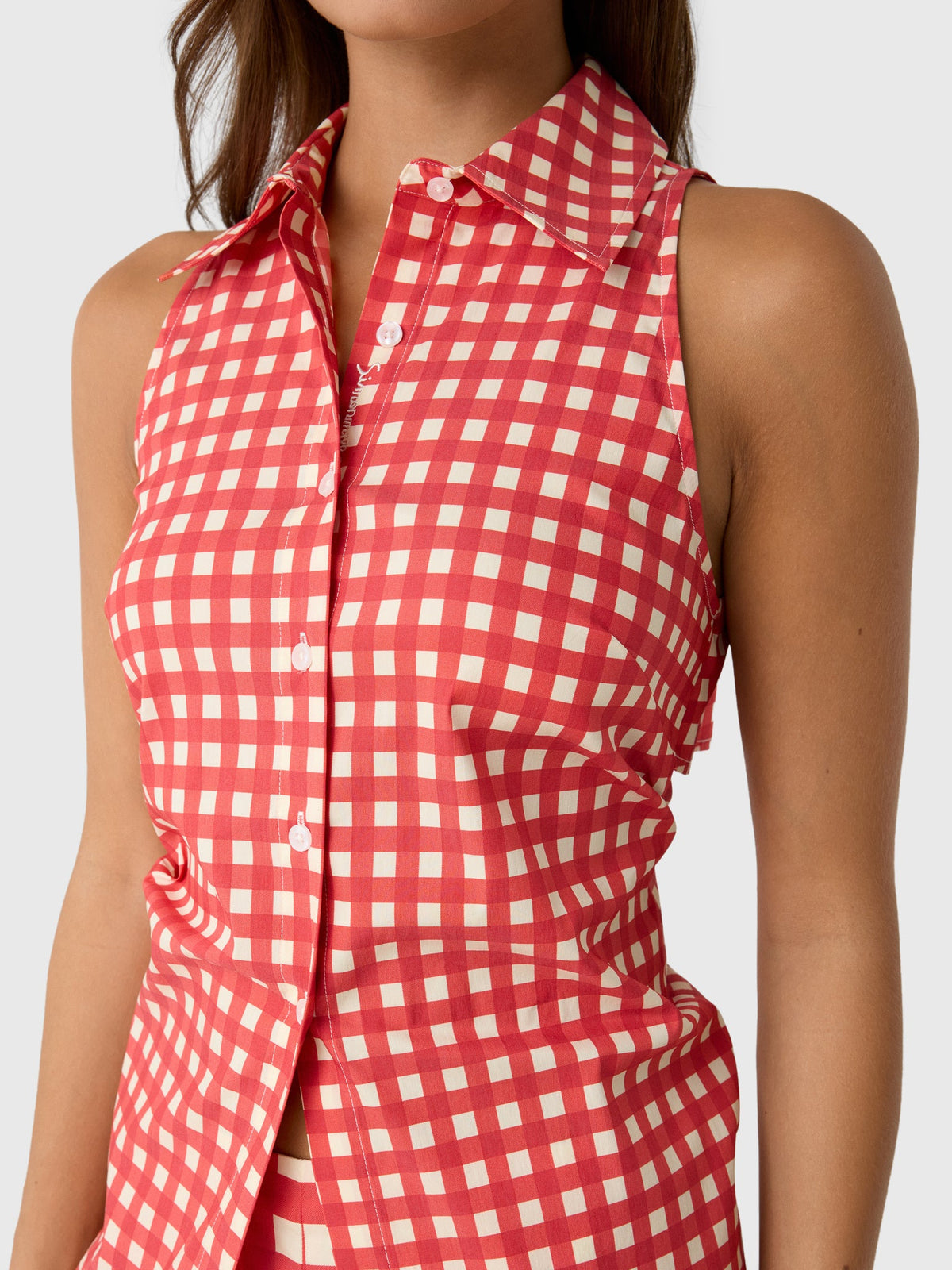 Simon Miller Women's Loch Sleeveless Poplin Button Up Top