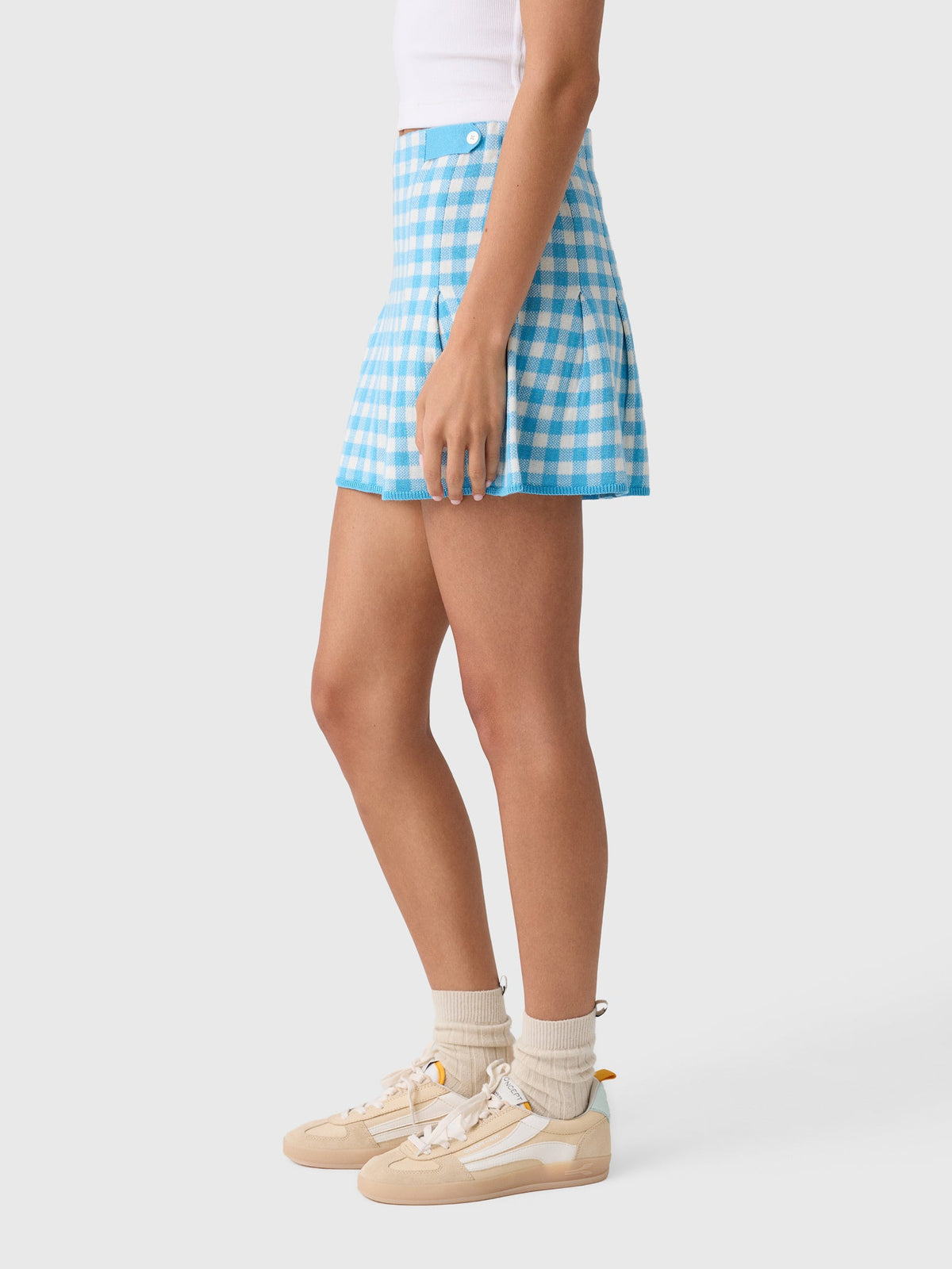 Guest In Residence Women's Gingham Pleated Skirt