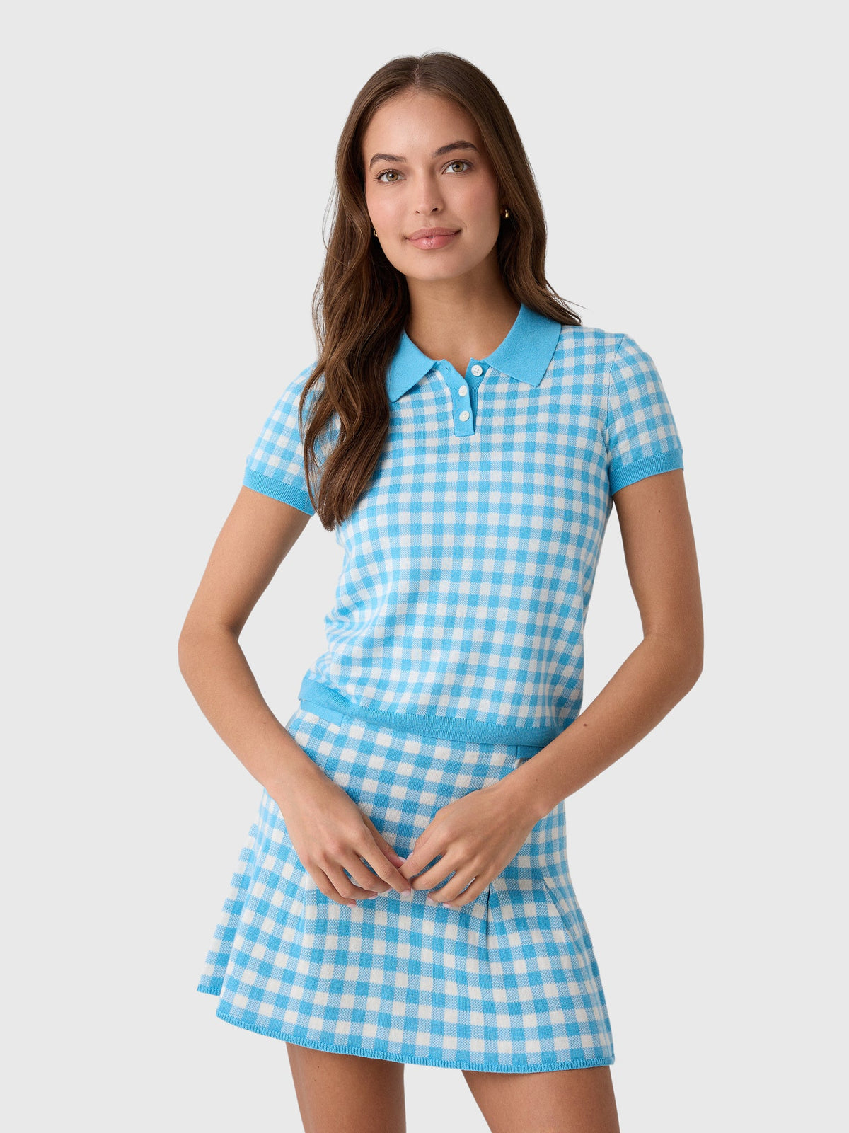 Guest In Residence Women's Gingham Shrunken Polo