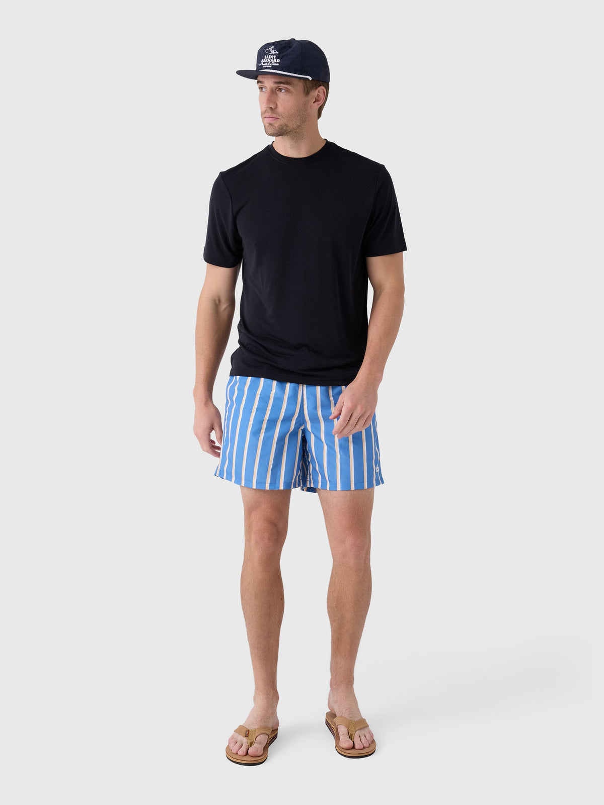 Bather Men's Yellow & White Fine Stripe Swim Trunk