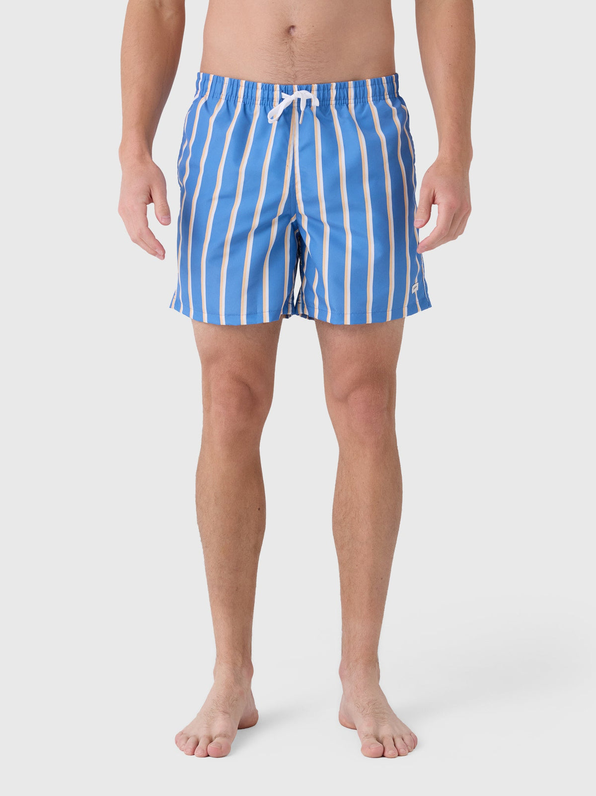 Bather Men's Yellow & White Fine Stripe Swim Trunk