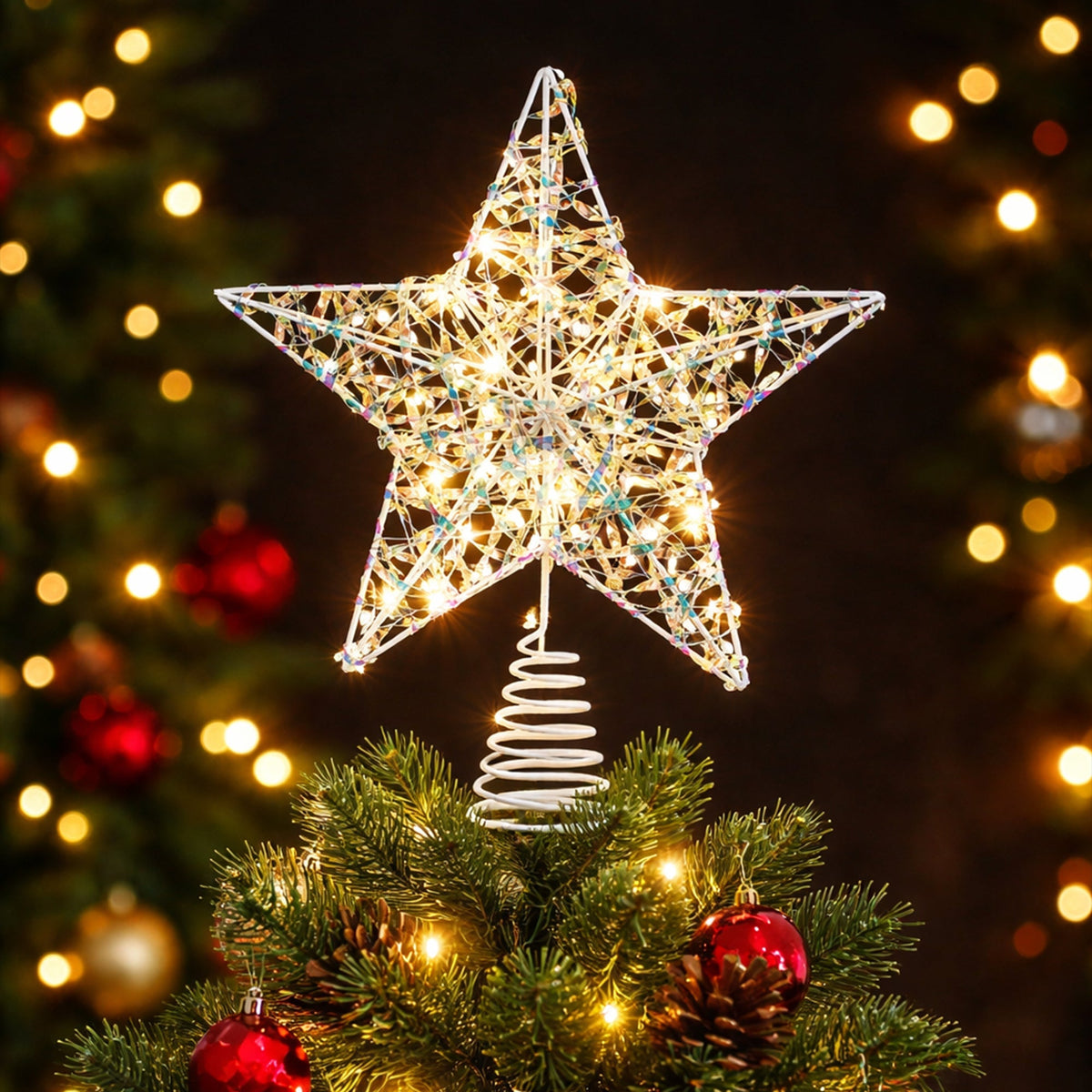 Lexi Lighting 25cm Iridescent Gliter Light Up Tree Top