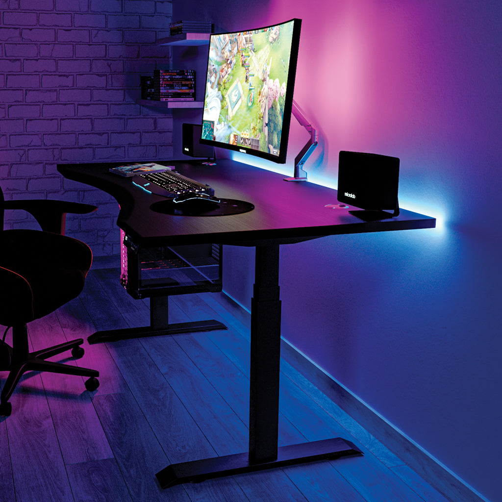 Desky Alpha Dual Sit Stand Gaming Desk - Ergo Edge / 1800x750mm / Matte Black