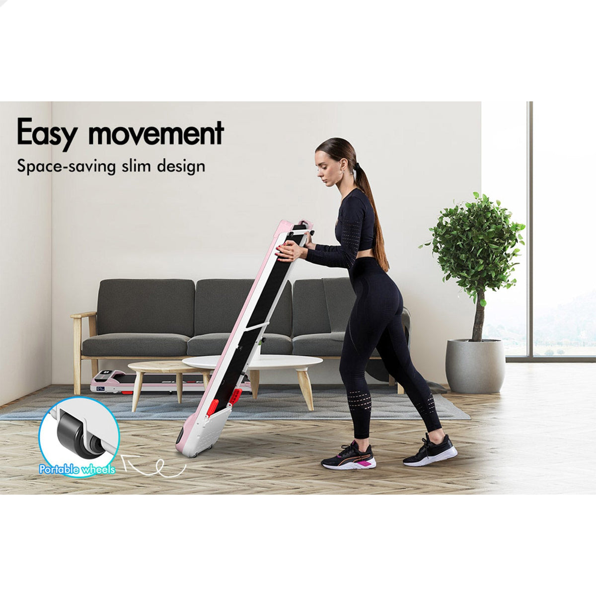 BLACK LORD Treadmill Electric Walking Pad Incline Home Gym Remote Control (Pink)
