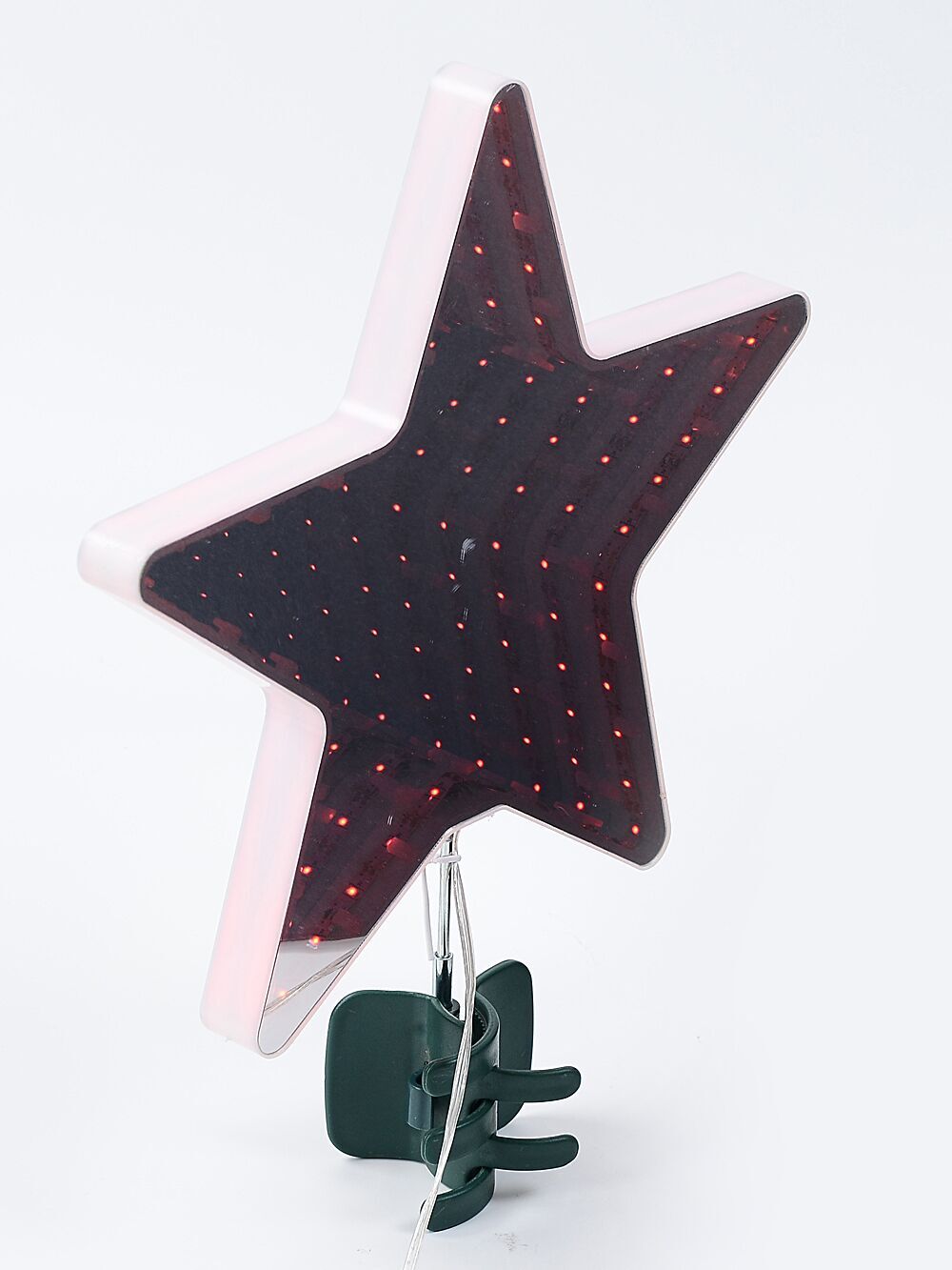 Large Red LED Infinity Mirror Star Christmas Tree Topper 25cm