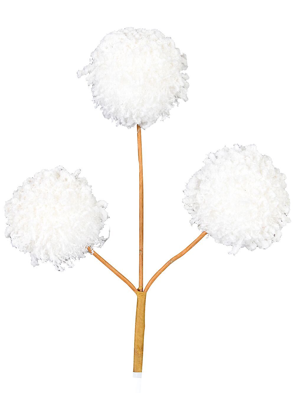 White Frosted Pom Pom Snowballs Christmas Tree Clip Pick | 12cmWhite