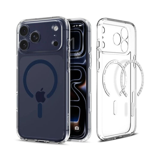 SPIGEN Ultra Hybrid MagSafe Case for iPhone 18 Pro Max/17 Pro Max (Clear Case/Deep Blue Ring)