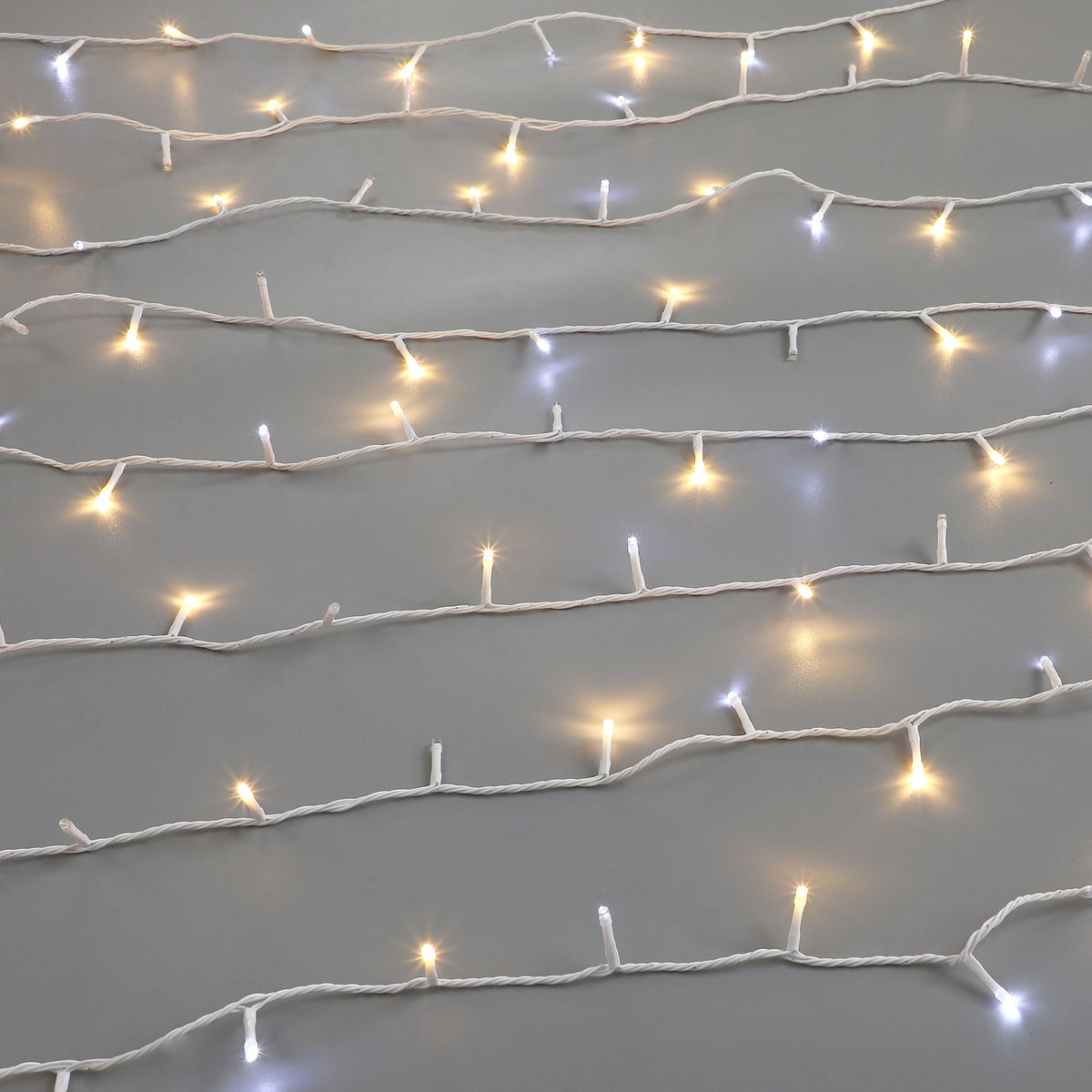 Lexi Lighting 400 Sparkle LED Connectable String Light - White Cable - Warm White + White Flicker