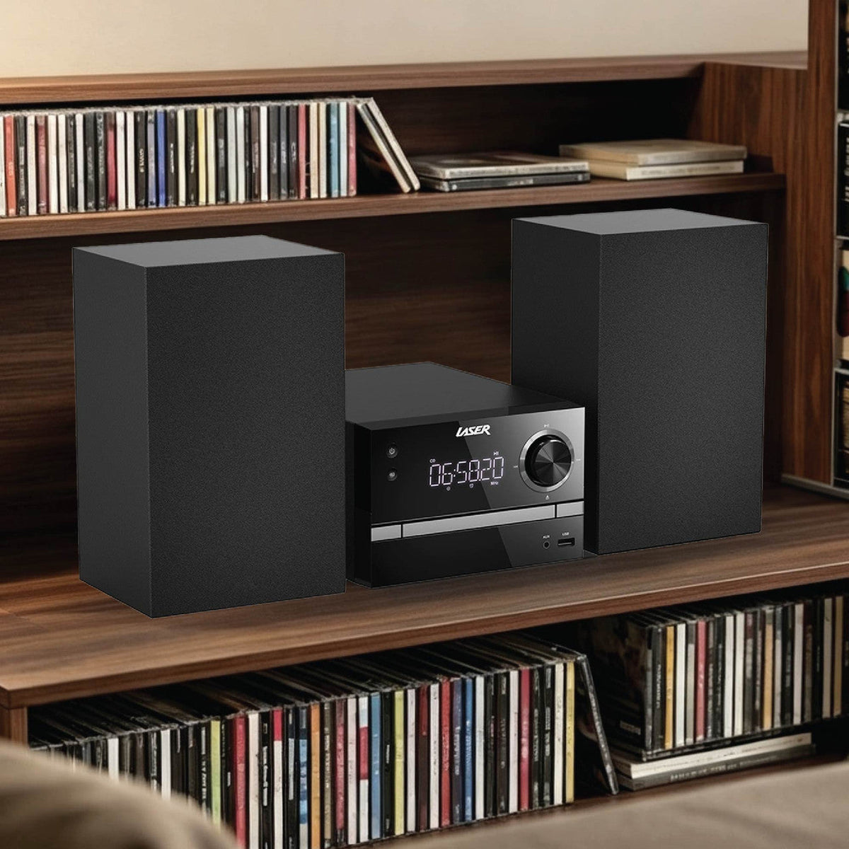 Laser CD Micro Hi-Fi System with Bluetooth (Black)