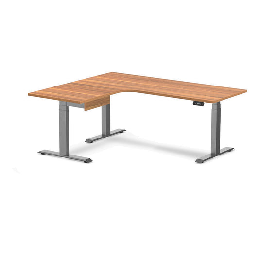 Desky L-Shape Melamine Standing Desk With Drawer 180cm - Left Return Prime Oak Top and Space Grey Leg