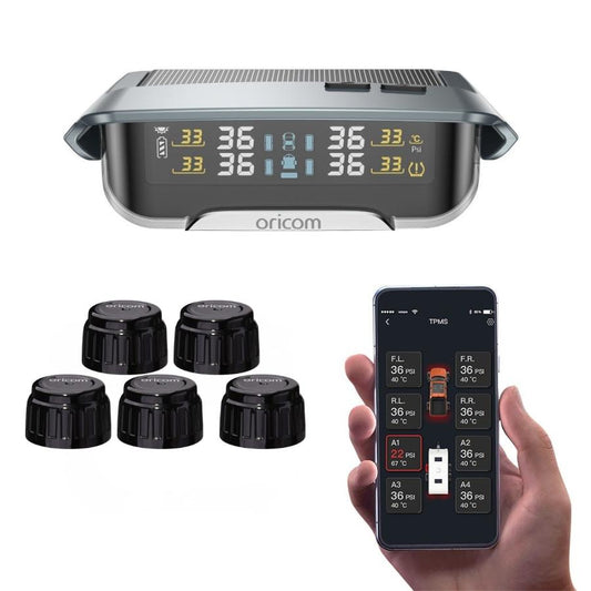 Oricom TPMS10-5E Tyre Pressure Monitoring System Incl. 5 External Sensors with APP Control Settings