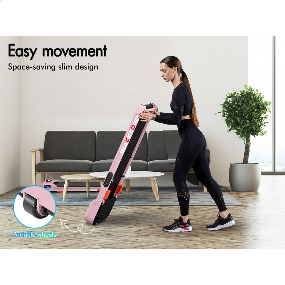 BLACK LORD Treadmill Electric Walking Pad Home Gym Incline Magnetic Remote (Pink)