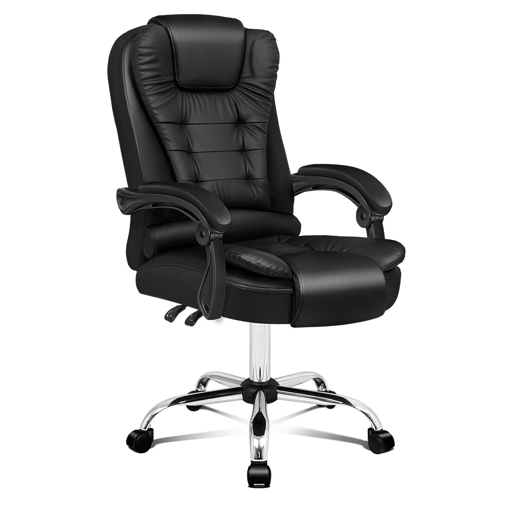 ALFORDSON Office Chair Executive Computer Recliner Seat PU Leather (Black)