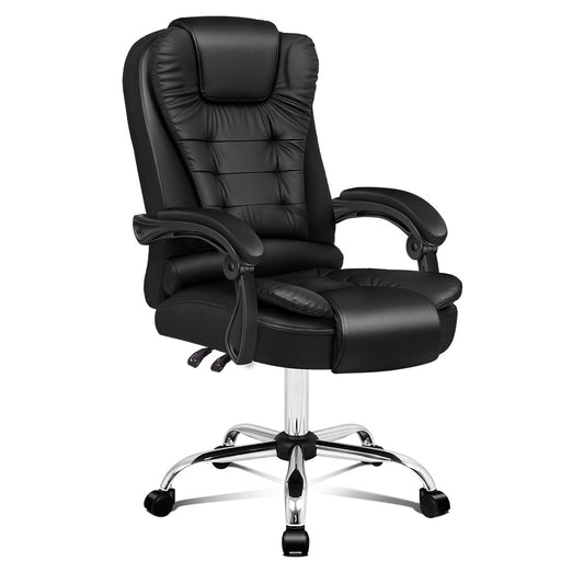 ALFORDSON Office Chair Executive Computer Recliner Seat PU Leather (Black)