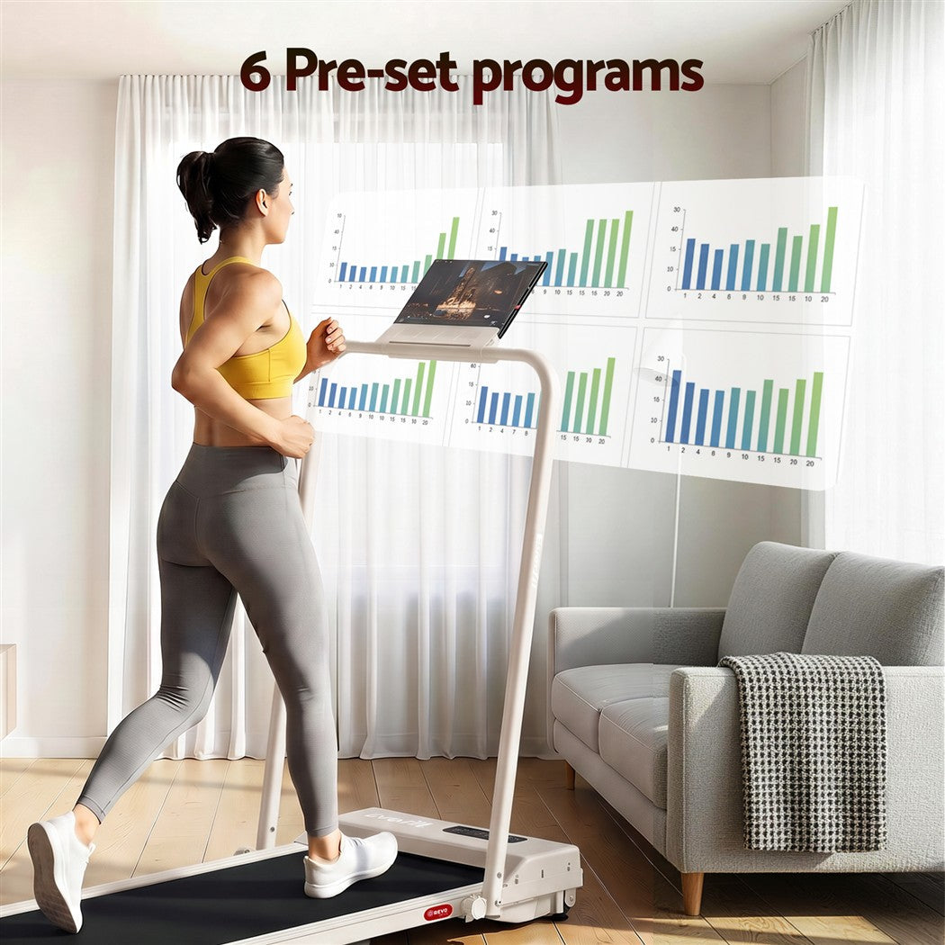 Everfit 3 in 1 Walking Pad Treadmill 12% Incline Foldable Under Desk Treadmills for Home 38cm Beige