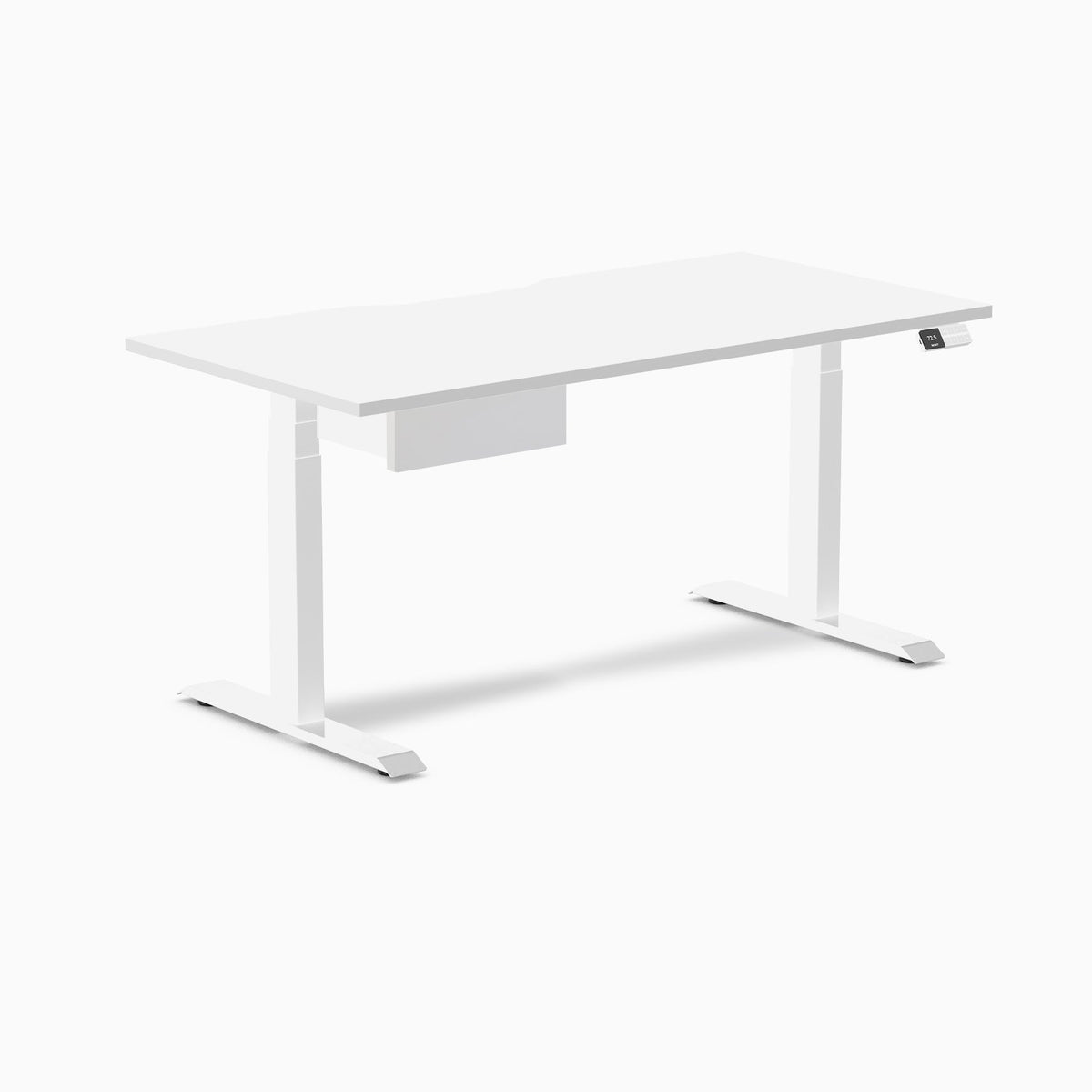 Desky Dual Scalloped Melamine Standing Desk With Drawer - White / 1500x750mm / White