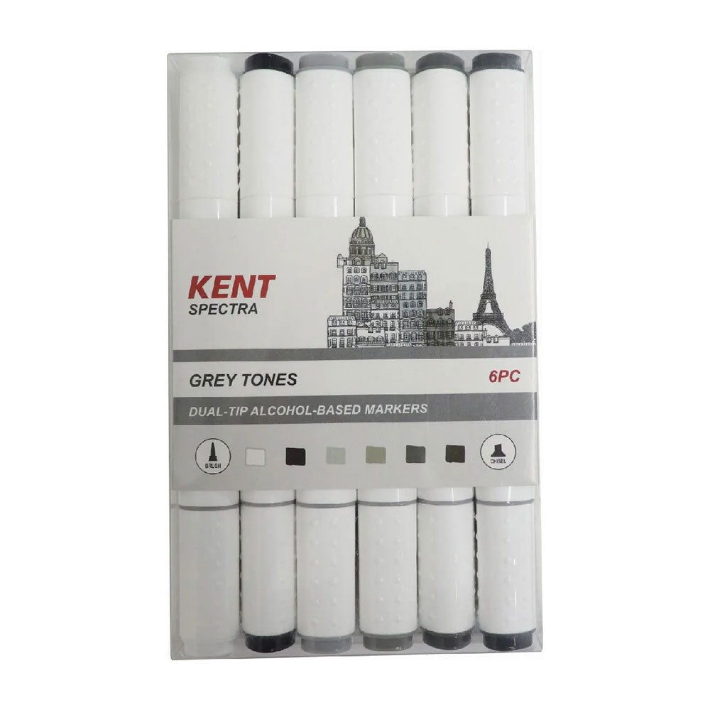 Kent Spectra Graphic Design Marker Set 6pcs - Grey Tones