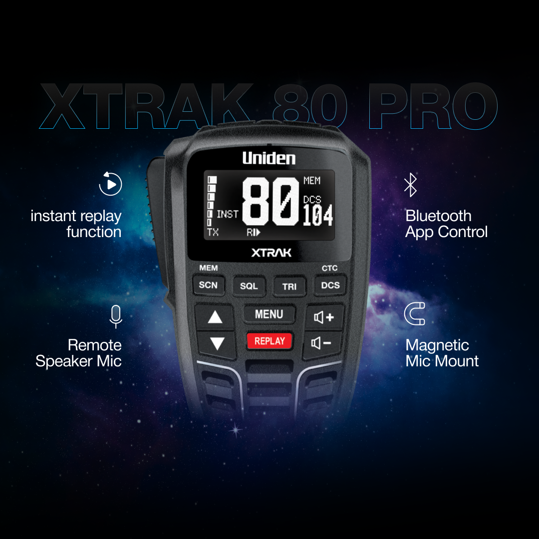 Uniden XTRAK 80 PRO Smart UHF Radio with Large OLED Display and Location Sharing