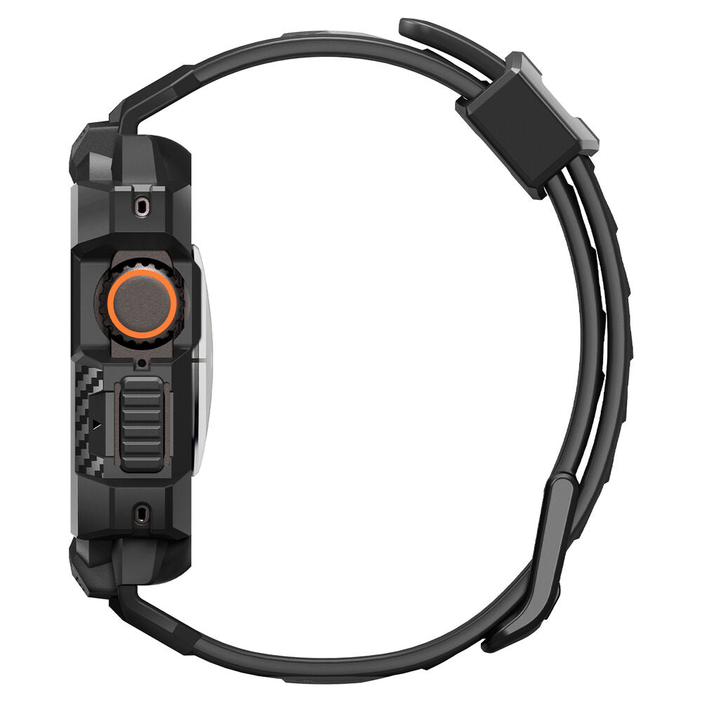 Spigen Apple Watch Ultra 4/3/2/1 49mm Rugged Armor Pro Band Case with Screen Protector (Black)
