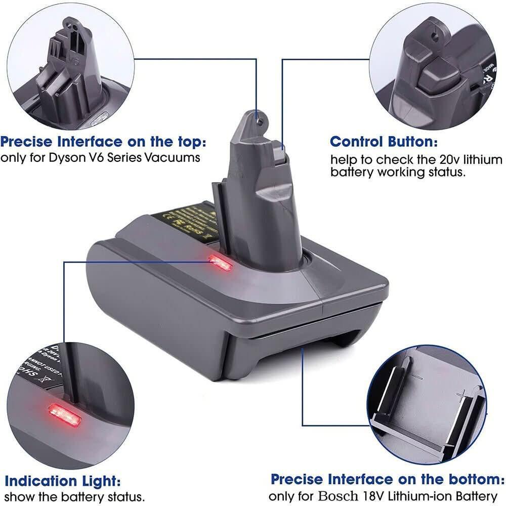 Tavice Adapter For DeWalt Milwaukee Bosch Battery Converter To Dyson V6