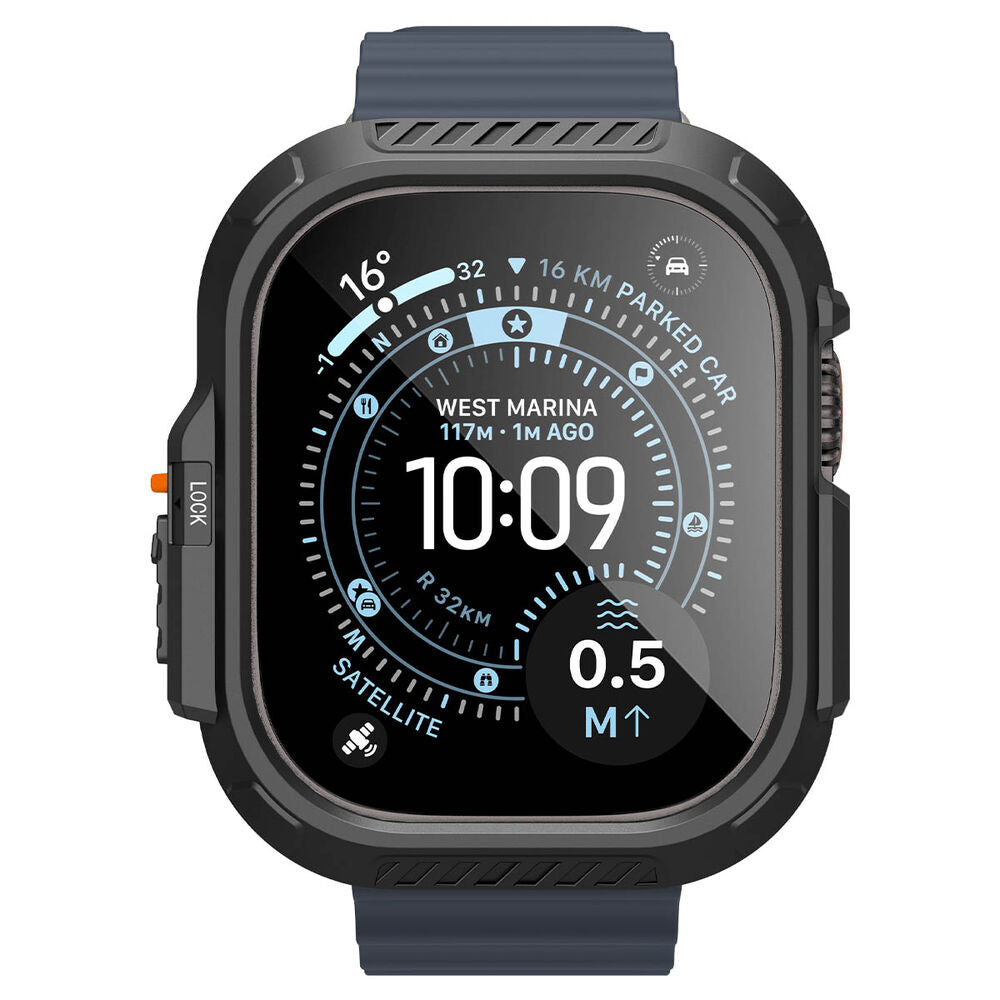 Spigen Apple Watch Ultra 4/3/2/1 49mm Lock Fit Case with Screen Protector (Black)