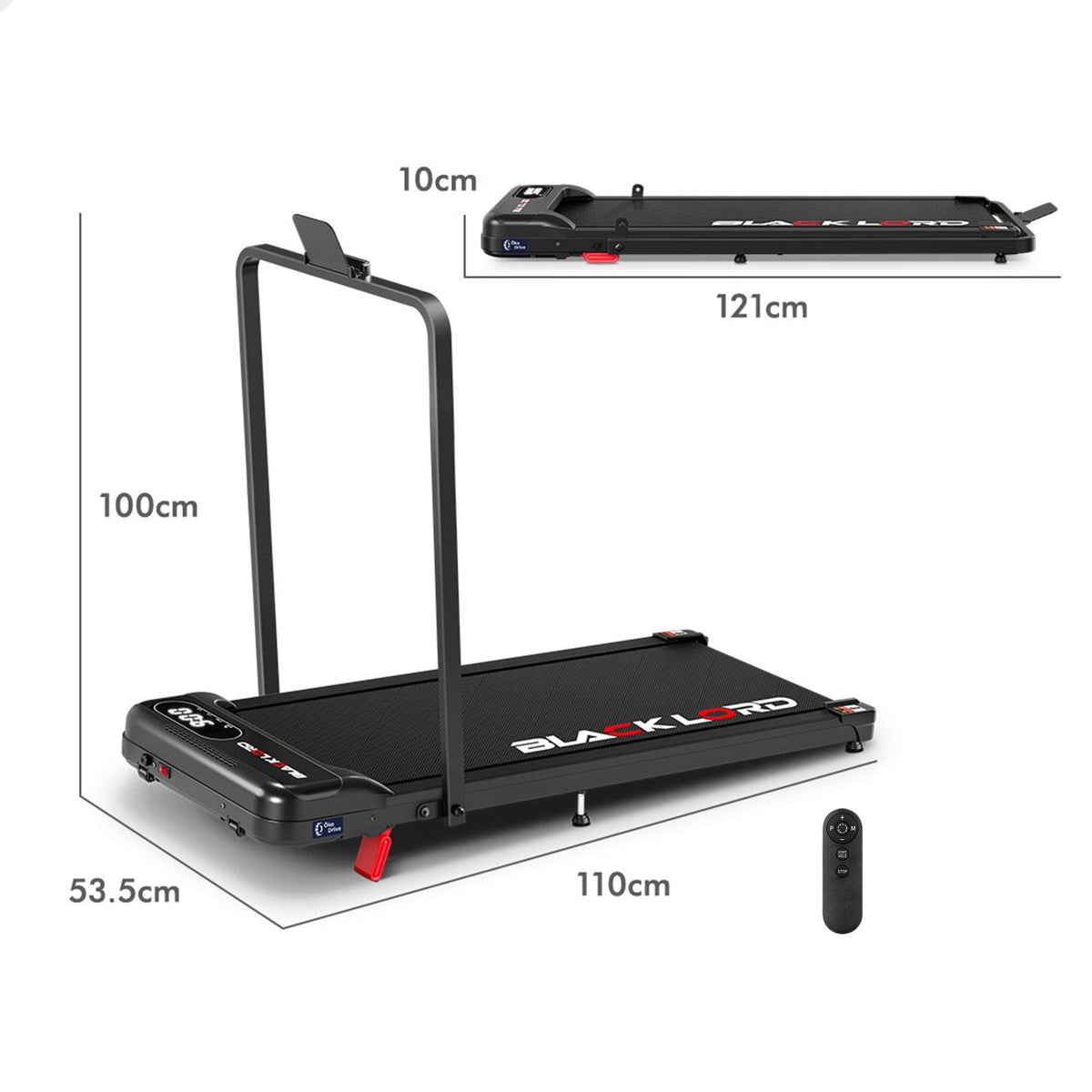 BLACK LORD Treadmill Electric Walking Pad Folding Incline Remote Control (Black)