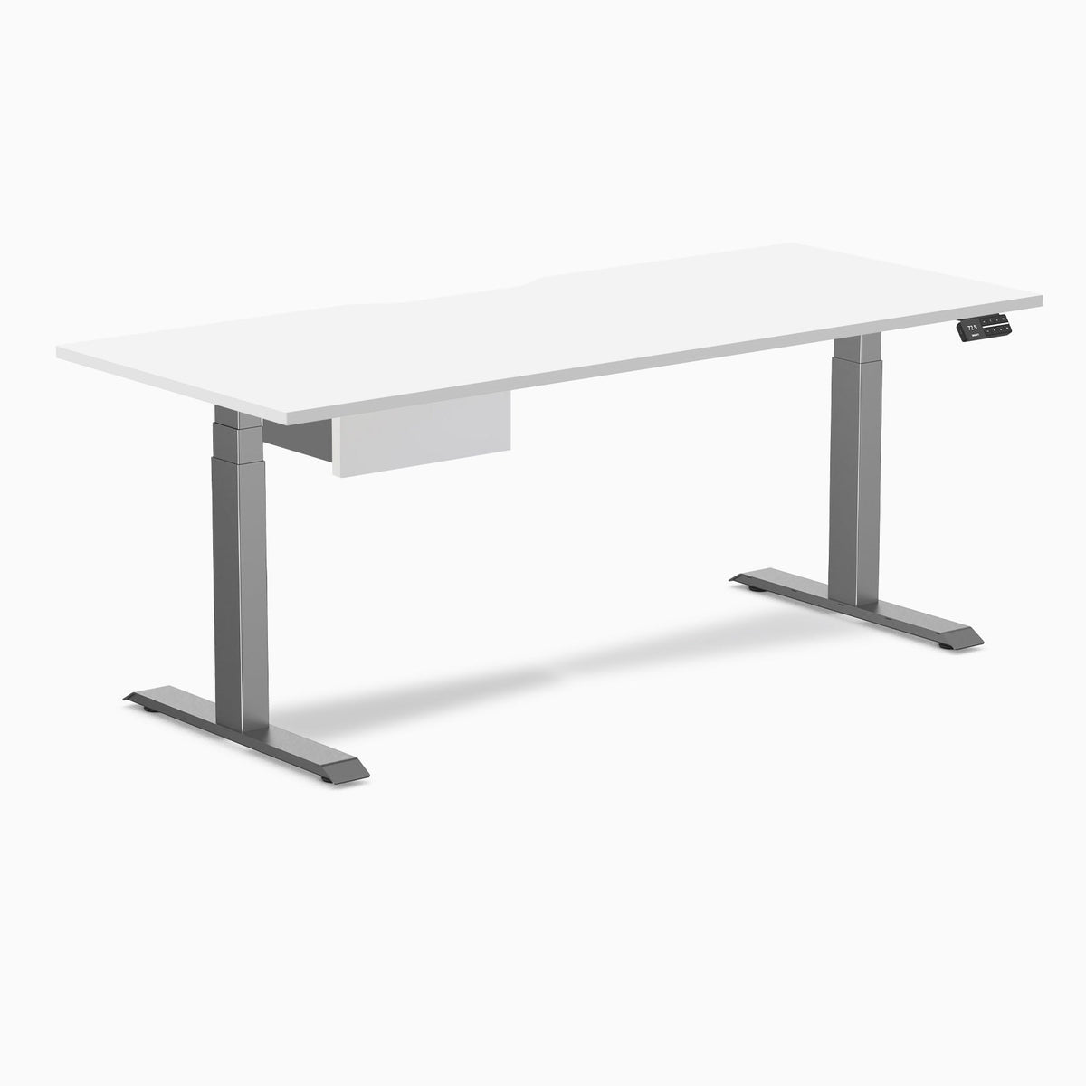 Desky Dual Scalloped Melamine Standing Desk With Drawer - White / 1800x750mm / Space Grey