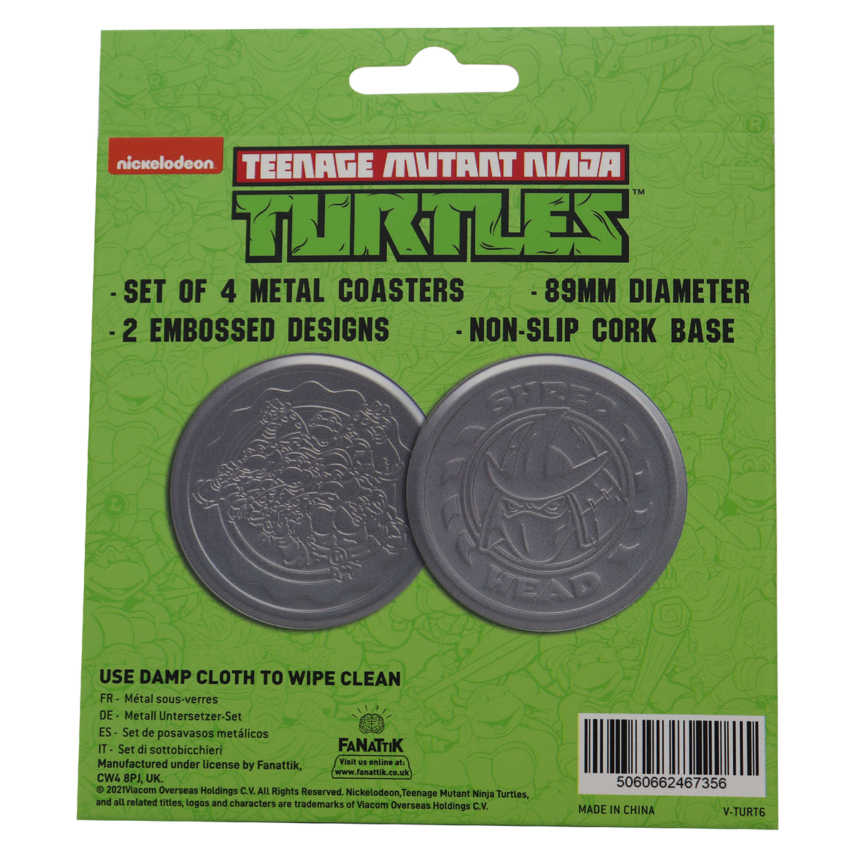 Fanattik Teenage Mutant Ninja Turtles Set of 4 Embossed Metal Coasters