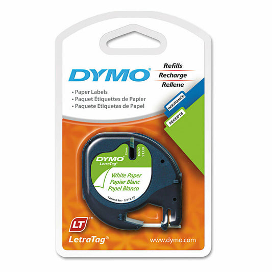 Dymo Letra-Tag Tape Label - Paper White