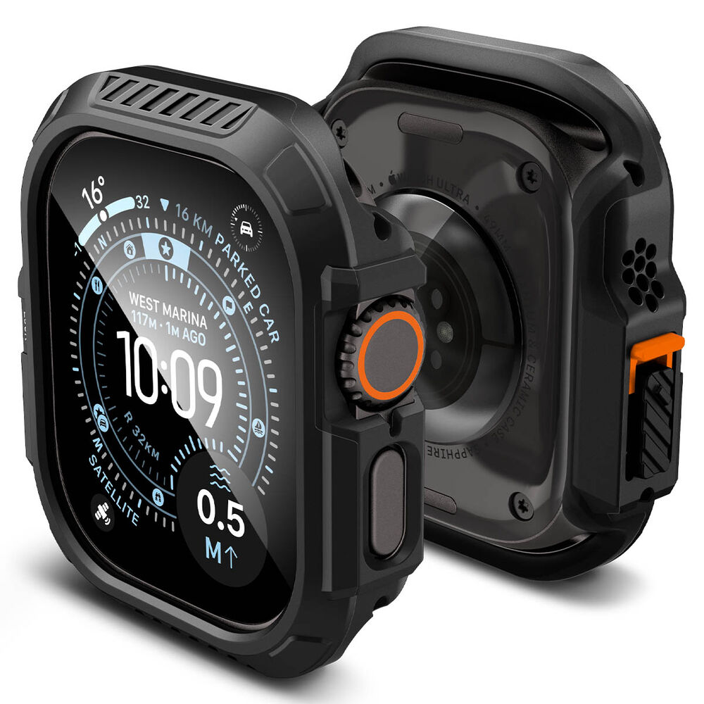 Spigen Apple Watch Ultra 4/3/2/1 49mm Lock Fit Case with Screen Protector (Black)