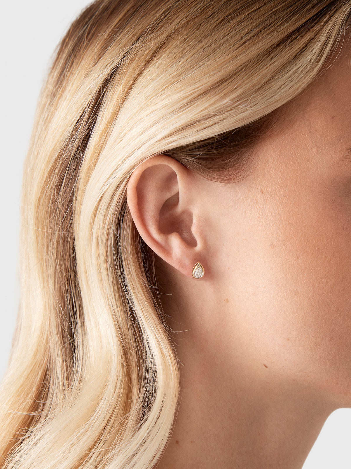 Francie B. Pear Bezel Diamond Earrings