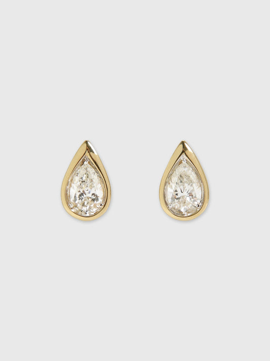 Francie B. Pear Bezel Diamond Earrings